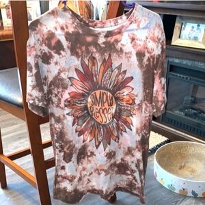 Bella+Canvas Womens Brown Tie-Dye Simply Blessed T-Shirt Size Large